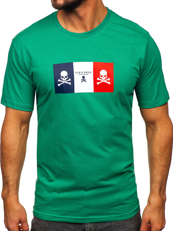 Herren Baumwoll T-Shirt mit Motiv Grün Bolf 14784