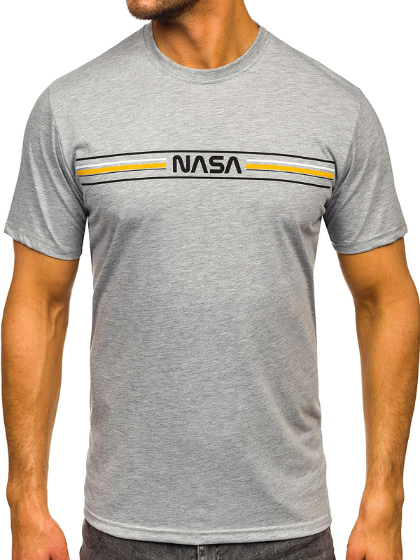 Herren Baumwoll T-Shirts mit Motiv Grau Bolf 5052