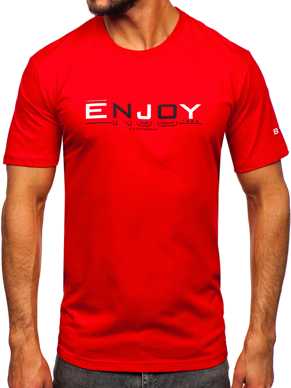 Herren Baumwoll T-Shirt mit Motiv Rot Bolf 14739