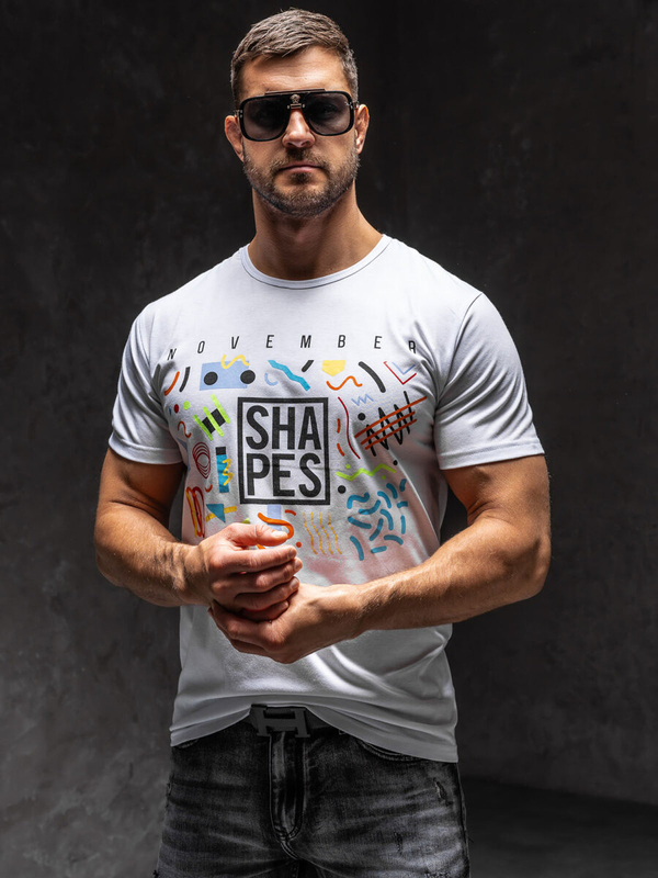 Herren T-Shirt mit Motiv Weiß Bolf KS2625