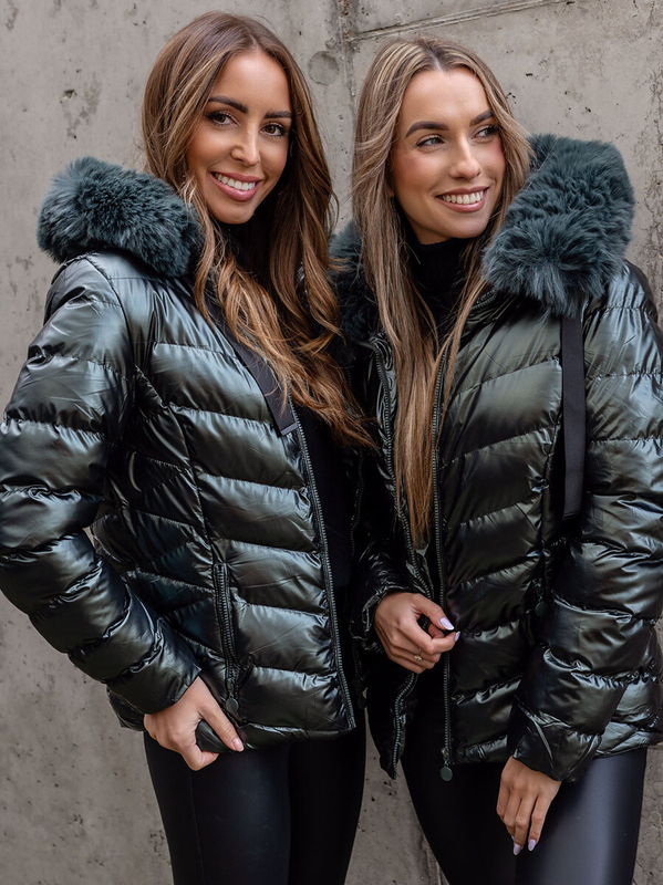 Damen Gepolsterte Winterjacke mit Kapuze Grün Bolf 5M3138B