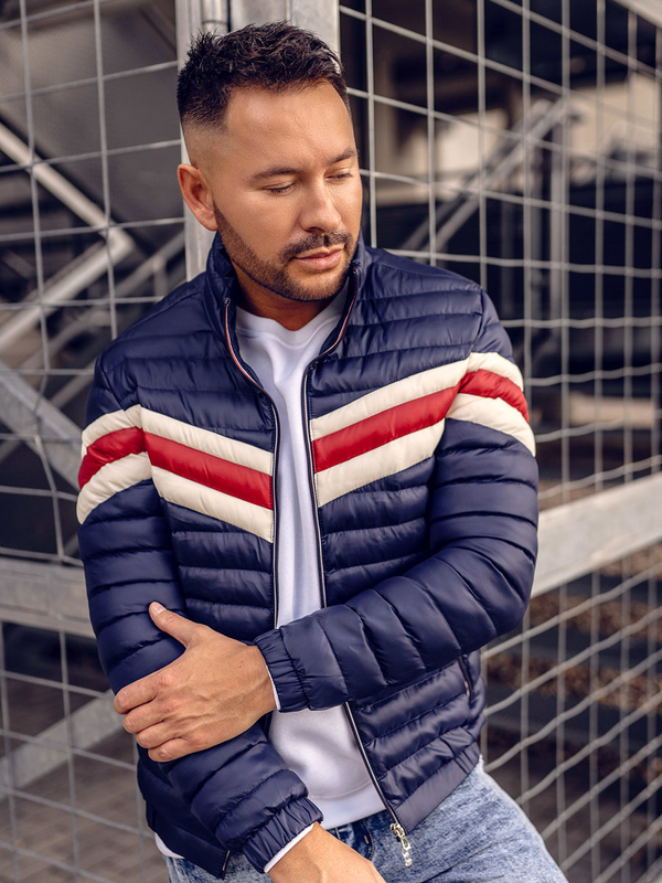 Herren Gepolsterte Winterjacke Sportjacke Dunkelblau Bolf 6574A