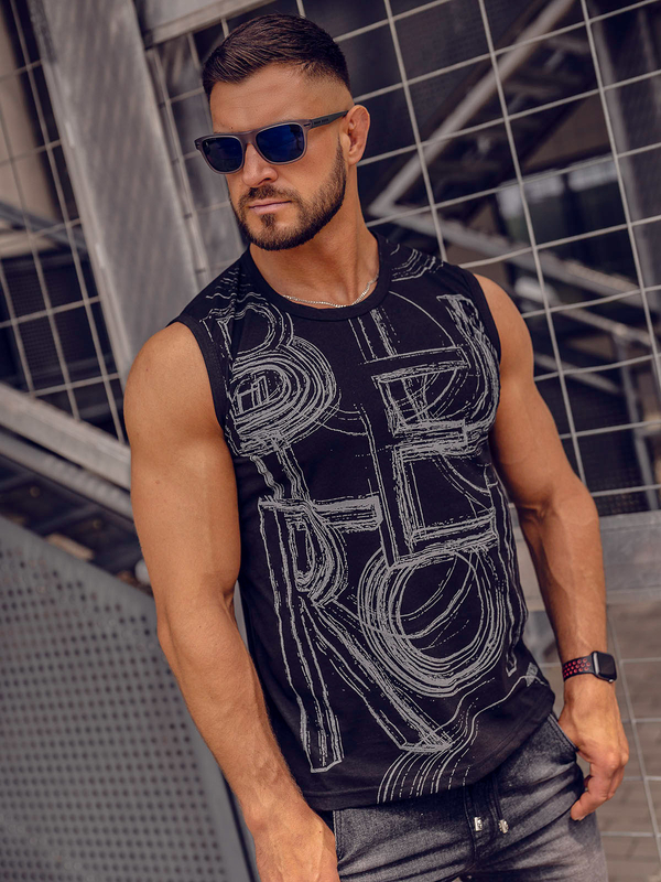 Herren Tank Top mit Motiv Schwarz-Schwarzgrau Bolf 14818A