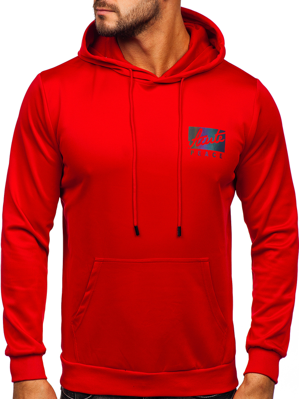 Herren Kapuzenpullover mit Motiv Rot Bolf HY971