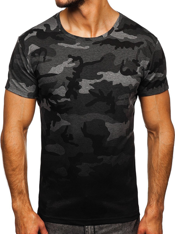 Herren T-Shirt mit Motiv Camo Schwarzgrau Bolf S808