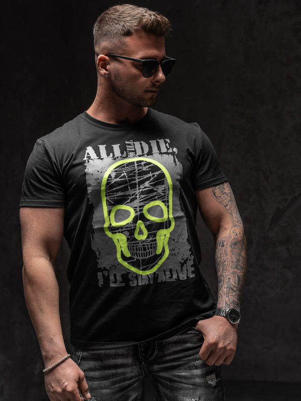 Herren T-Shirt mit Motiv Schwarz Bolf Y70007