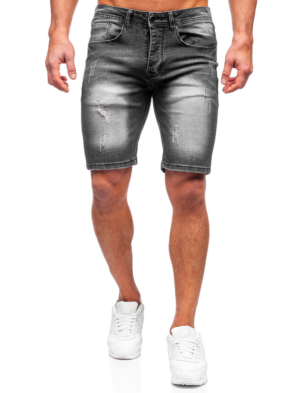 Herren Kurze Jeanshose Shorts Schwarz Bolf MP0044N