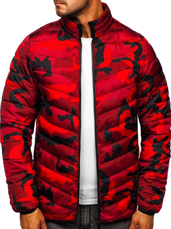 Herren Gepolsterte Übergangsjacke Sport Jacke Camo-Rot Bolf SM32