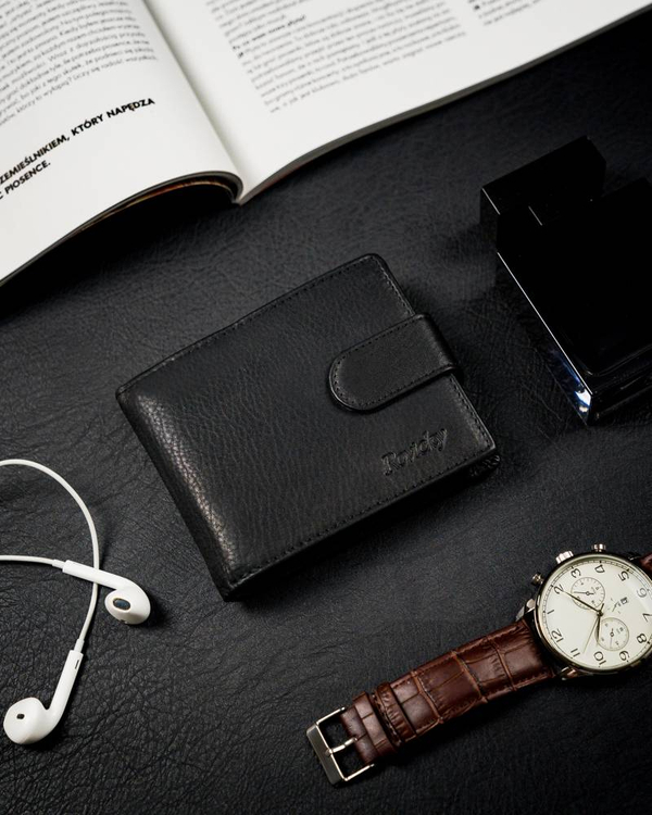 Herren Leder Geldbörse Schwarz 12230