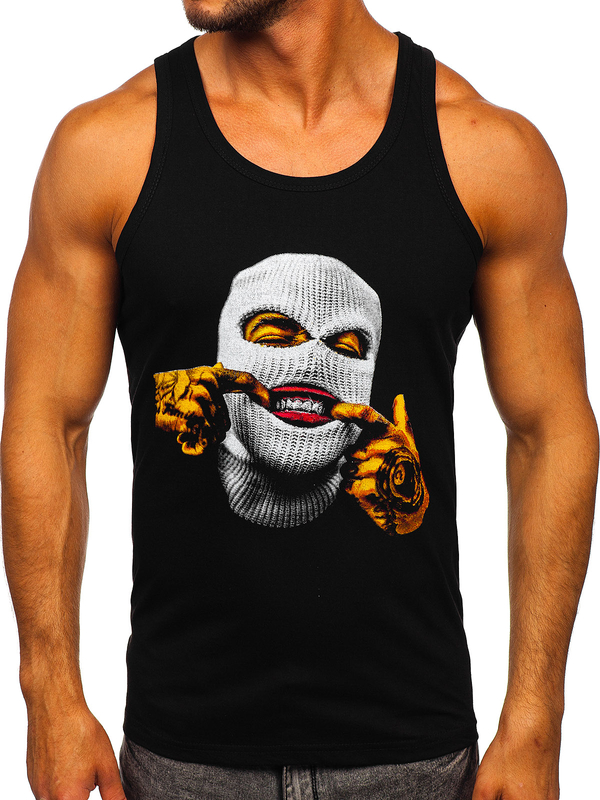 Herren Tank Top mit Motiv Schwarz Bolf 14844