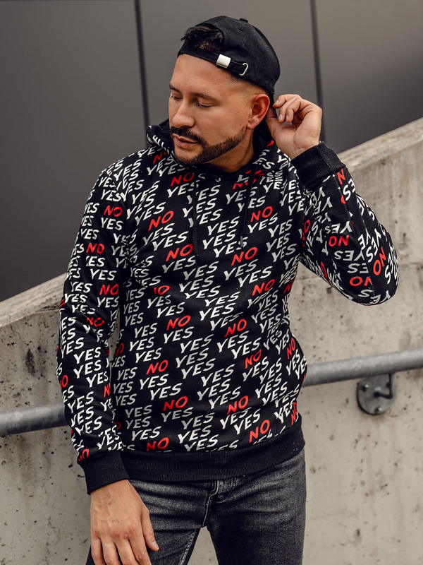 Herren Kapuzenpullover mit Motiv Schwarz Bolf 141013A