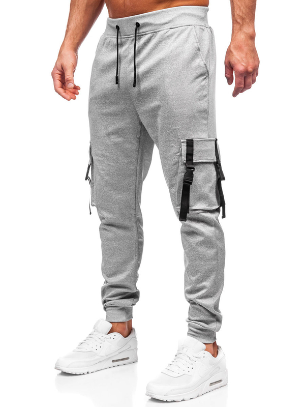 Herren Cargohose Sweathose Sporthose Joggers Grau Bolf 8K1117