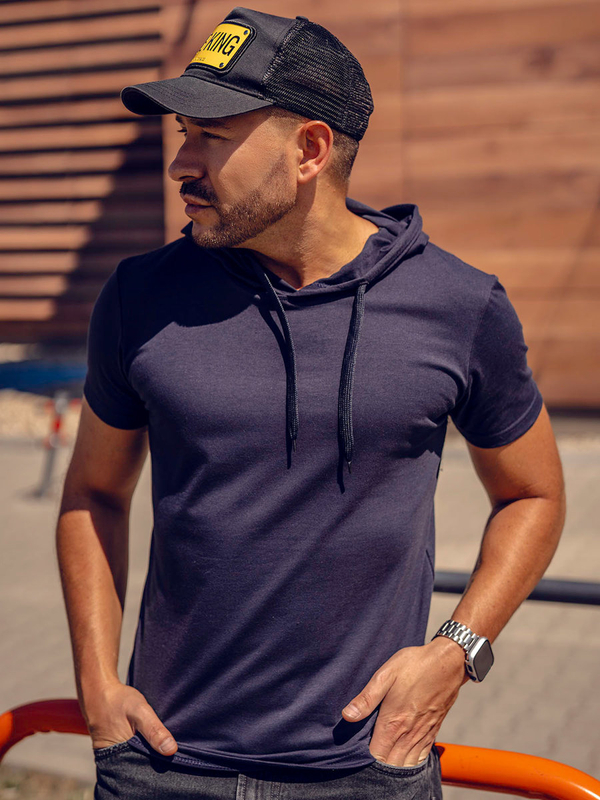 Herren T-Shirt mit Kapuze Dunkelblau Bolf 8T89A