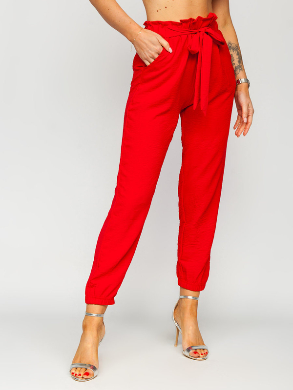 Damen Stoffhose Joggers Rot Bolf W5076