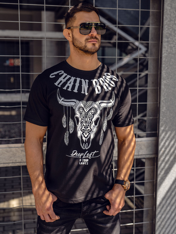 Herren T-Shirt mit Motiv Schwarz Bolf 142174A