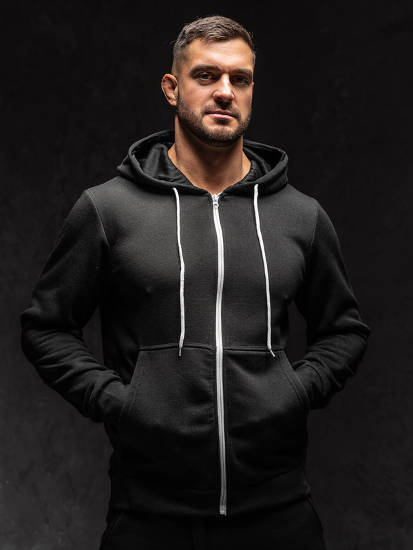 Herren Kapuzenpullover mit Reißverschluss Schwarz Bolf HW2787A1