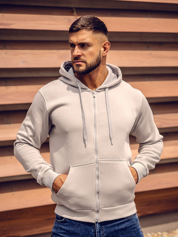 Herren Warmer Kapuzenpullover mit Reißverschluss Grau Bolf 2008A