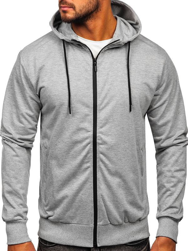 Herren Sweatjacke Kapuzenpullover mit Reißverschluss Grau Bolf B025