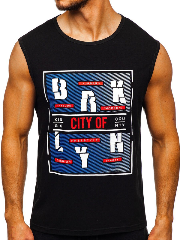 Herren Tank Top mit Motiv Schwarz Bolf KS2091