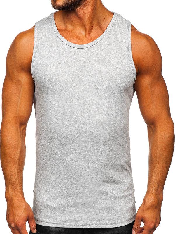 Herren Tank Top Uni ohne Motiv Grau Bolf 1205-1