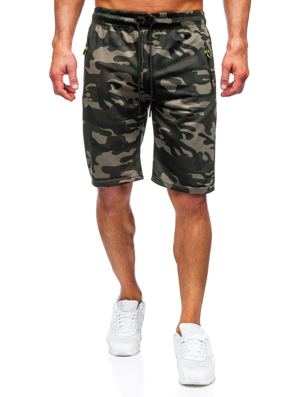 Herren Kurze Sporthose Camo Dunkelgrün Bolf JX873
