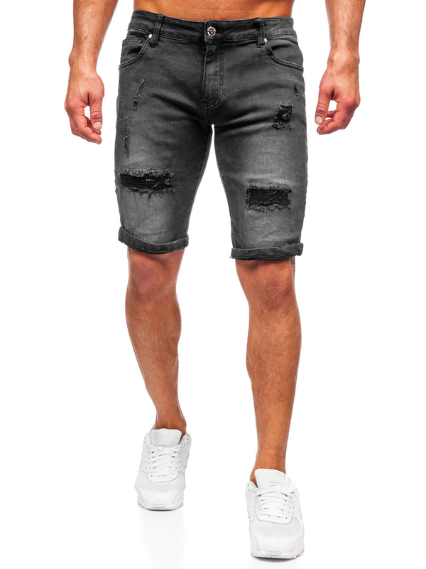 Herren Kurze Hose Jeansshorts Schwarz Bolf TF195