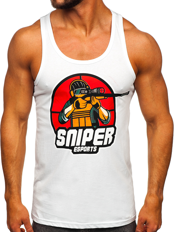 Herren Tank Top mit Motiv Weiß Bolf 143030