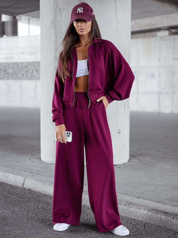 Damen Zweiteiler-Set mit Reißverschluss Weinrot Bolf 821109