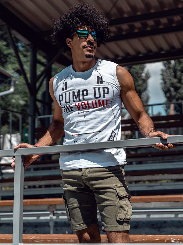 Herren Tank Top mit Motiv Weiß Bolf 14815A