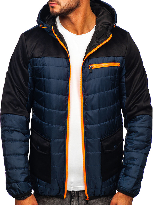 Herren Überganssjacke Steppjacke Dunkelblau Bolf M10006