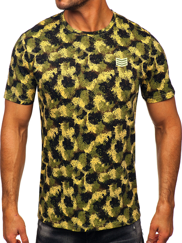 Herren Baumwoll T-Shirt mit Motiv Khaki Bolf MPO3494