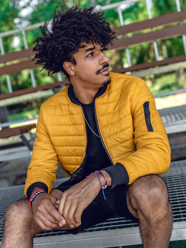 Herren Gepolsterte Übergangsjacke Bomberjacke Camel Bolf MY-02