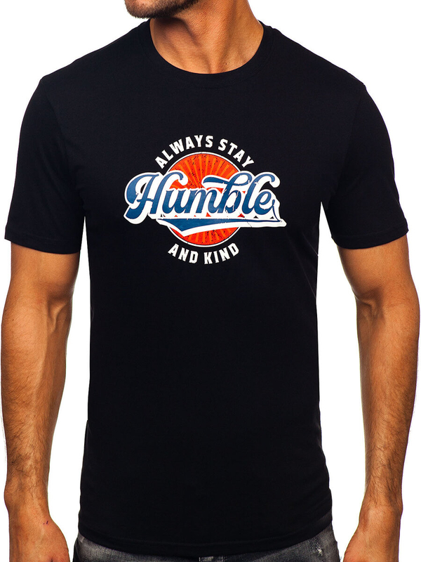 Herren Baumwoll T-Shirt mit Motiv Schwarz Bolf MPO3531