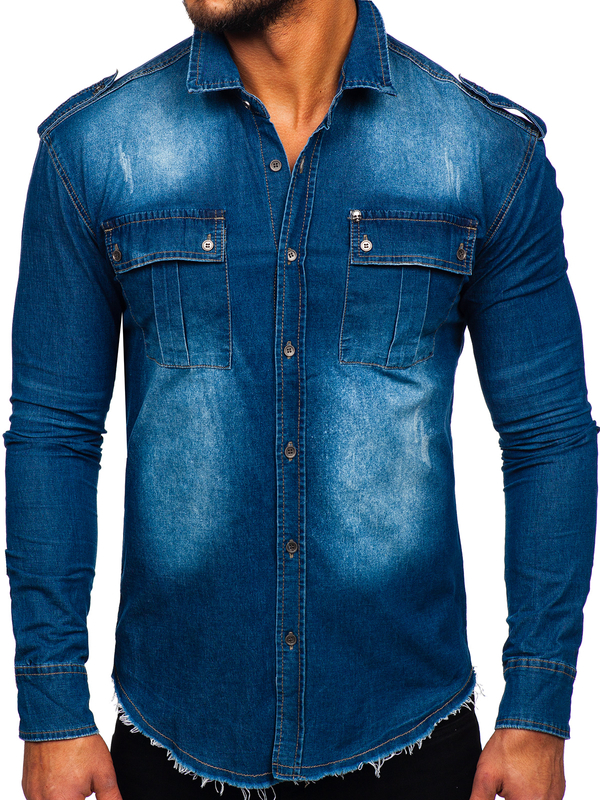 Herren Jeanshamd Langarm Hellblau Bolf MC702BC