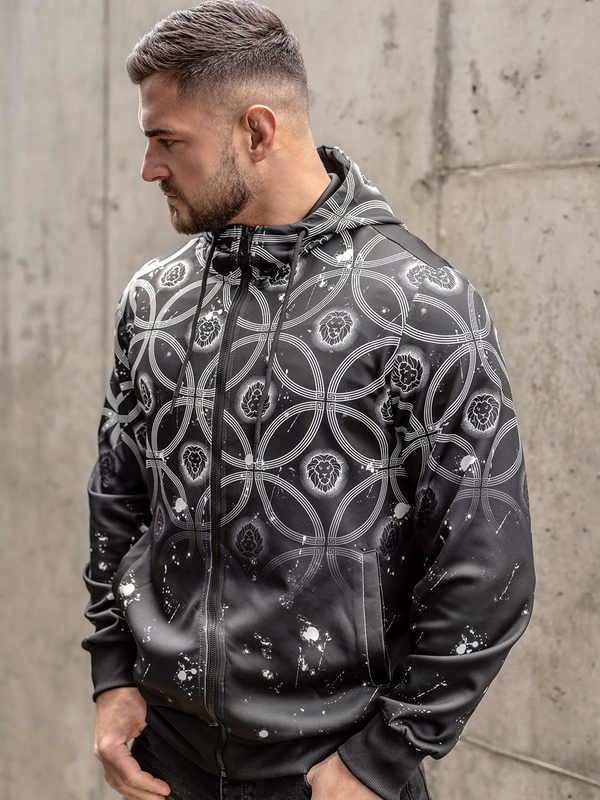 Herren Kapuzenpullover mit Reißverschluss Schwarz Bolf 27B8122A