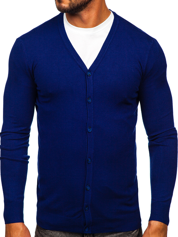 Herren Cardigan Aufknöpfbar Indigo Bolf MM6006