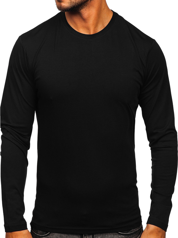 Herren Longsleeve ohne Motiv Schwarz Bolf 1209