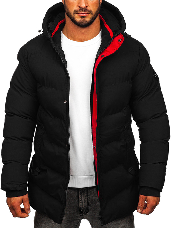 Herren Gepolsterte Winterjacke Parka Schwarz Bolf 7330