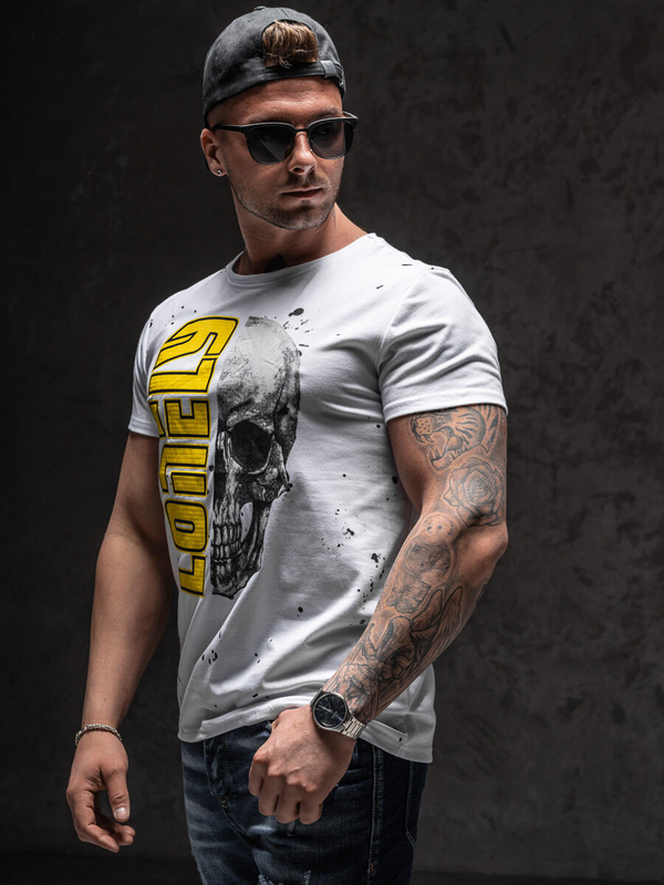 Bolf Herren T-Shirt mit Motiv Weiß Y70001