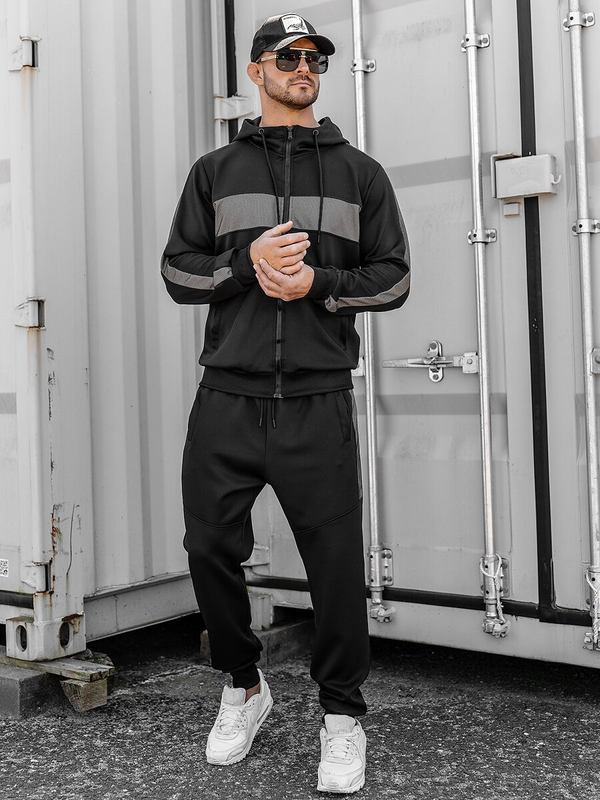 Heren Trainingsanzug Sport Set mt Kapuze und Motiv Schwarz Bolf 8C8115A