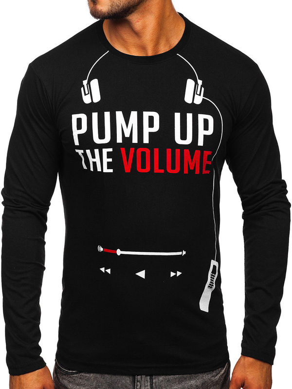 Herren Longsleeve mit Motiv Schwarz Bolf 1219