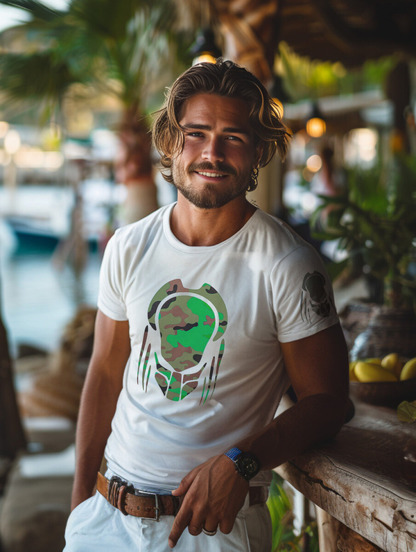 Herren Baumwoll T-Shirt mit Motiv Weiß Bolf 192379A2