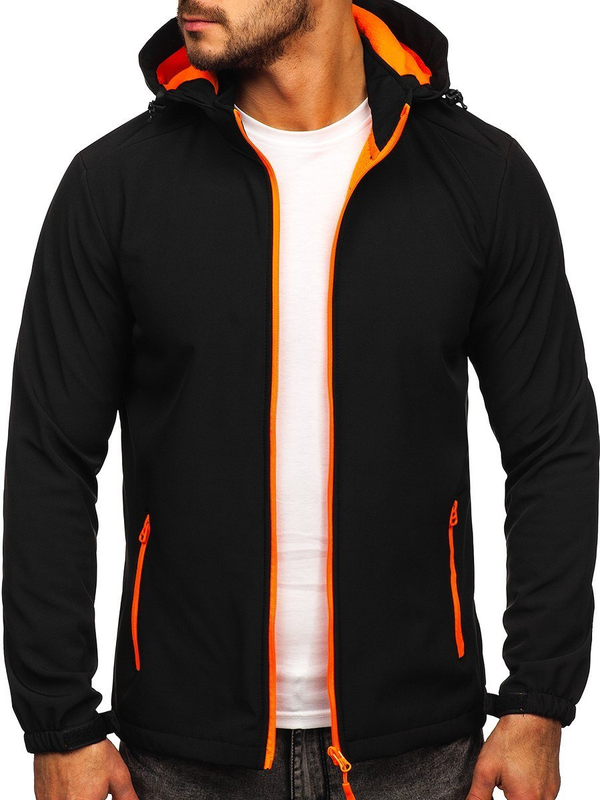 Herren Übergangsjacke Softshell Schwarz-Orange Bolf HH017