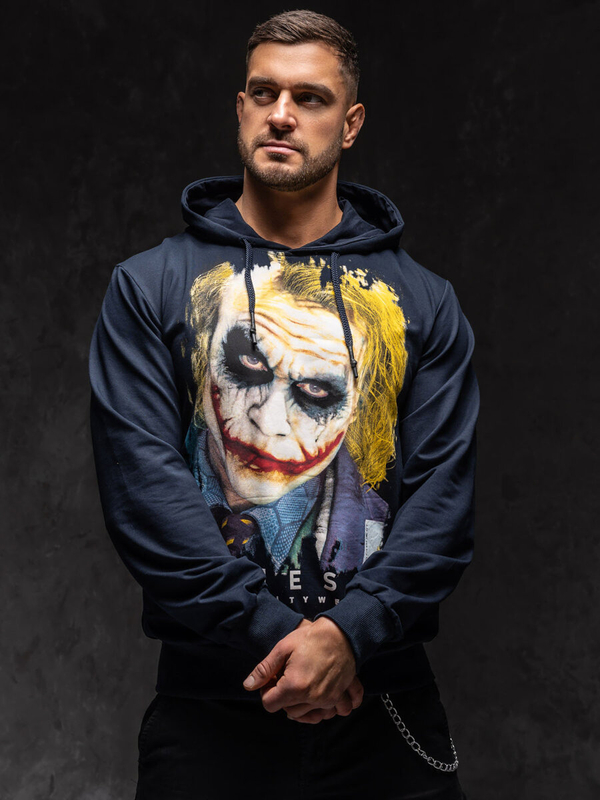 Herren Kapuzenpullover mit Motiv Dunkelblau Bolf 6146A1