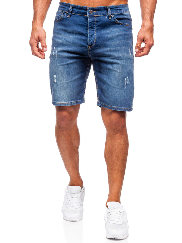 Herren Kurze Jeanshose Shorts Dunkelblau Bolf 5819