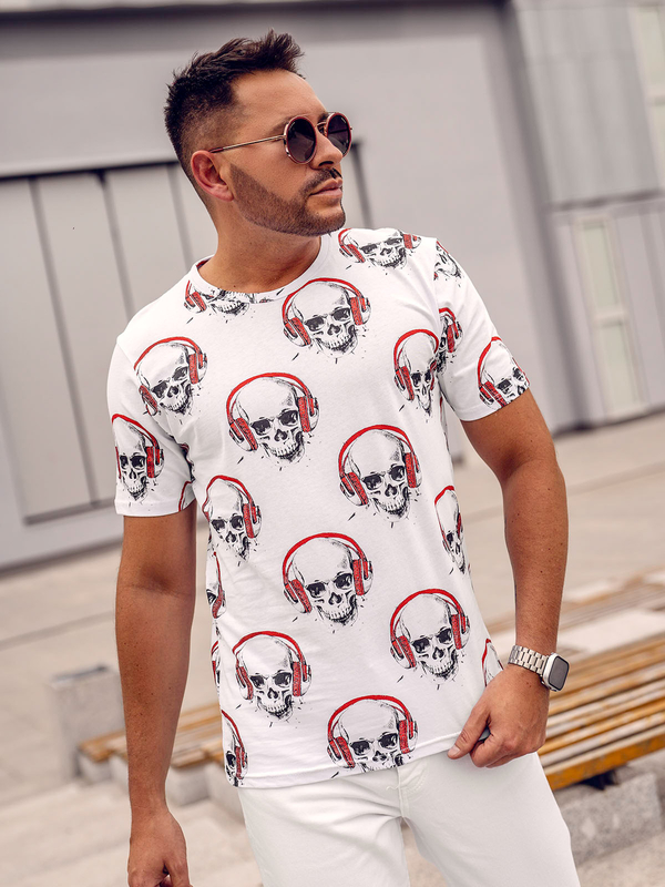 Herren T-Shirt mit Motiv Weiß Bolf 14919A