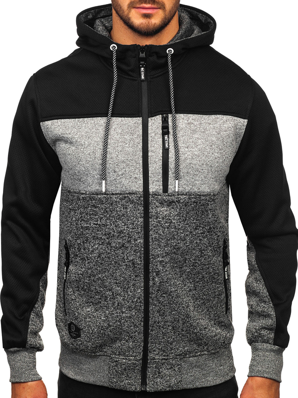 Herren Sweatjacke Sweatshirt Jacke mit Kapuze Grau Bolf TC1206