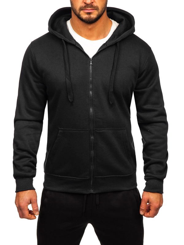 Herren Zweiteiler Trainingsanzug mit Kapuzenpullover Schwarz Bolf D004