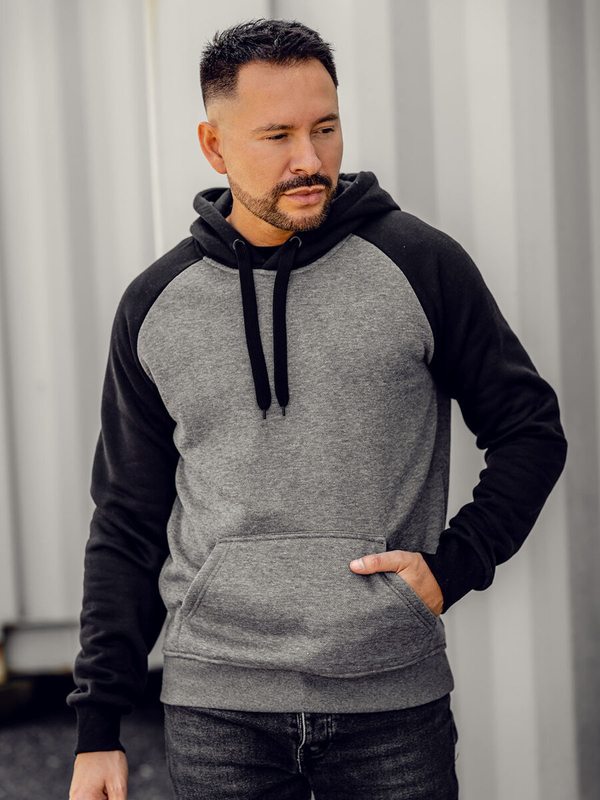 Herren Kapuzenpullover Schwarzgrau Bolf LM77002