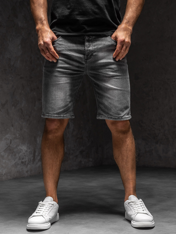 Herren Kurze Jeanshose Shorts Schwarzgrau Bolf MP0277GCA1
